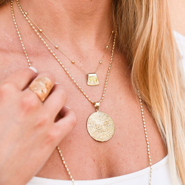 14K Yellow Gold Mini Slide with Hand Engraving