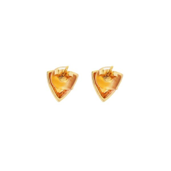 14K Yellow Gold Estate 1.80ct Trillion Cut Citrine Post Earrings