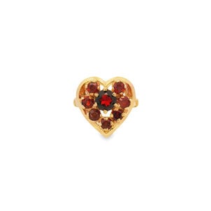 14KY 1970's 3ct Garnet Cluster Heart Ring Sz 7