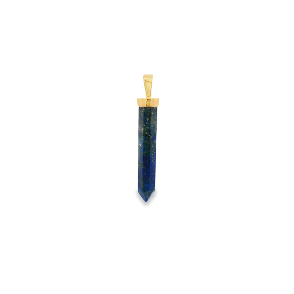 14K Yellow Gold Estate Lapis Crystal Pendant 40x6mm