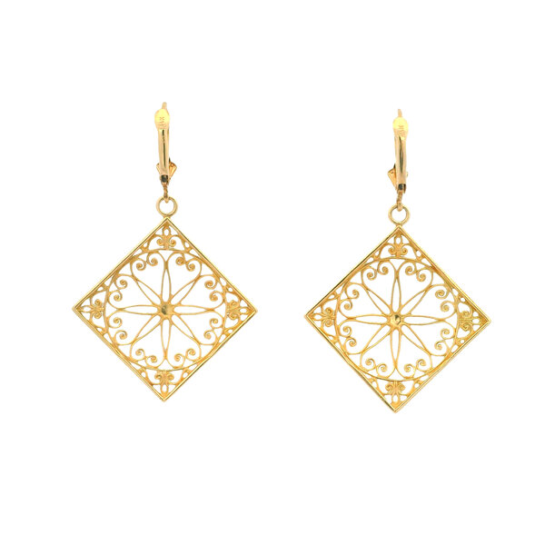14K Yellow Gold Old Exchange Gate Earrings