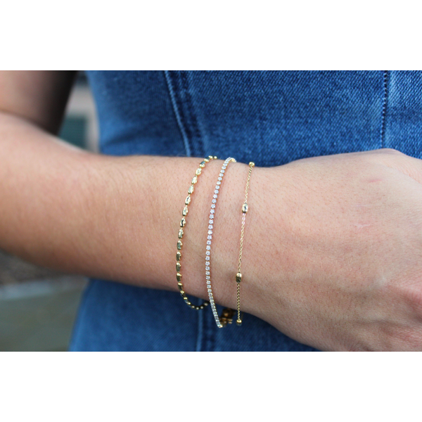 14K Yellow Gold 1ct Round Lab Grown Diamond Tennis Bracelet 6.5"