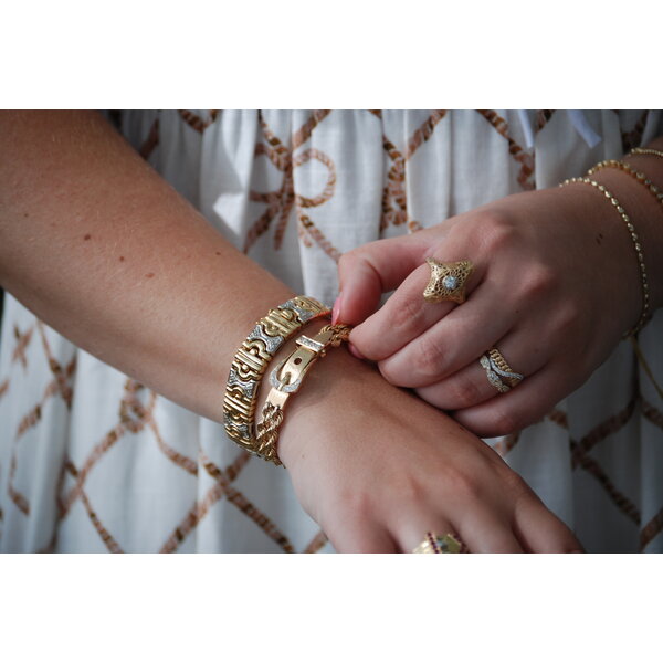 14K Yellow & White Gold 1950's .15ct Ct Filigree Navette Ring Size 8.25