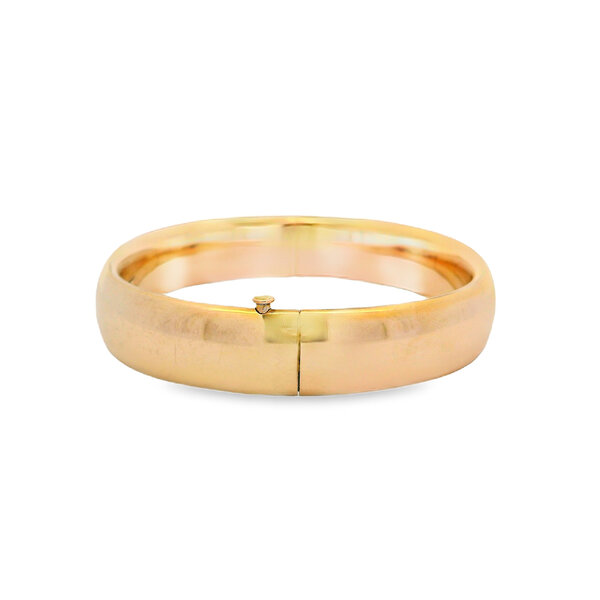 Gold Filled 1940's 12mm Polished Hand Engraved Hinged Bangle 7"