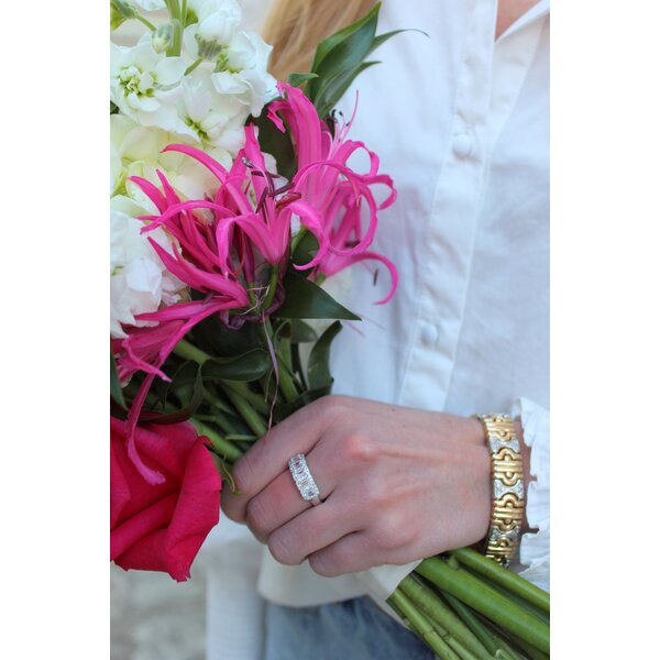 10K White Gold 1.50ct 5 Stone Lab Grown Emerald Cut Diamond Band Size 7