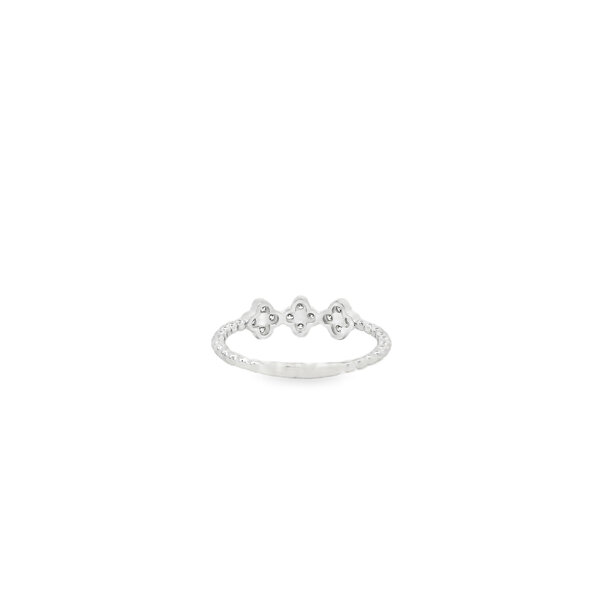 14K White Gold .25ct Diamond Milgrain 3 Clover Band Size 6.5