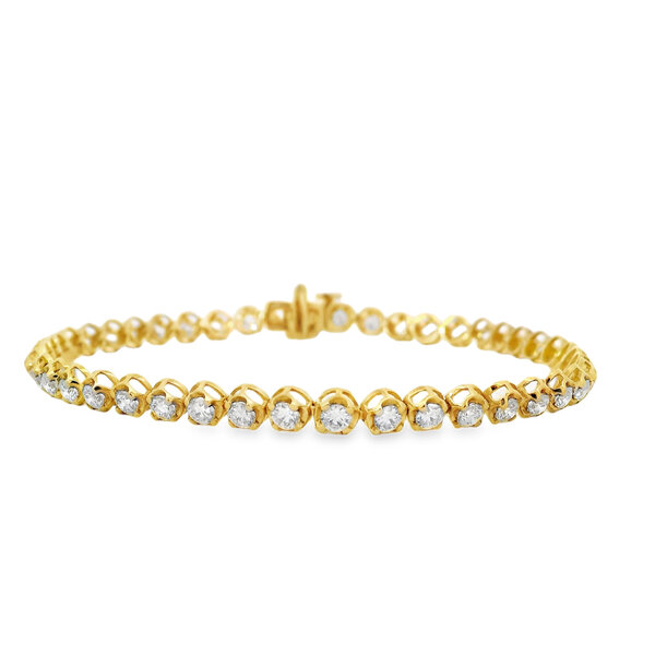 10K Yellow Gold  5.10ct Round Lab Grown Diamond Tennis Bracelet 7"
