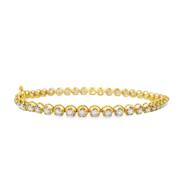 10K Yellow Gold  5.10ct Round Lab Grown Diamond Tennis Bracelet 7"