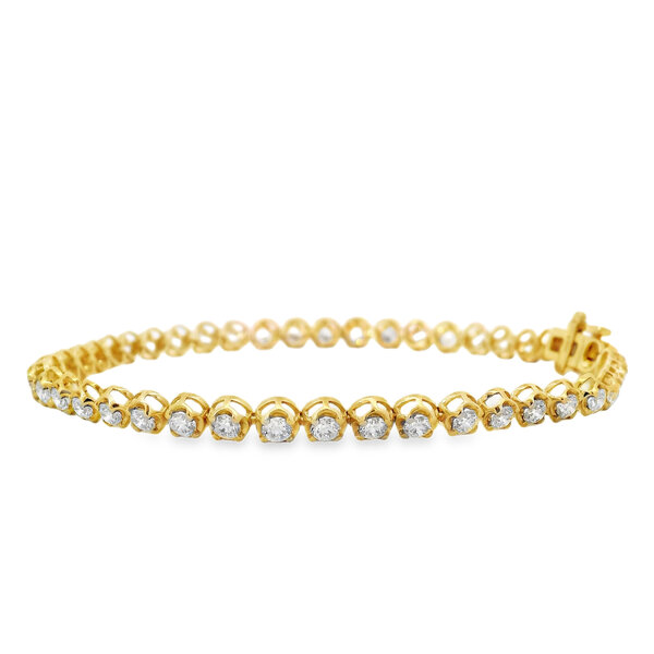 10K Yellow Gold  5.10ct Round Lab Grown Diamond Tennis Bracelet 7"