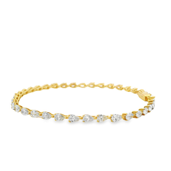 14K Yellow Gold 5ct Pear Shaped Lab Grown Diamond Tennis Bracelet 7.5"