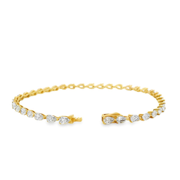 14K Yellow Gold 5ct Pear Shaped Lab Grown Diamond Tennis Bracelet 7.5"