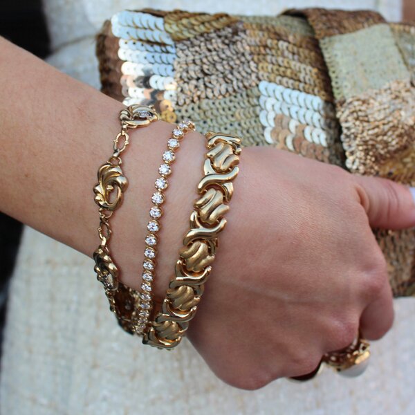 10K Yellow Gold  5.10ct Round Lab Grown Diamond Tennis Bracelet 7"