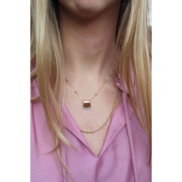 14K Yellow Gold .08ct Diamond Mini Slide with Hand Engraving