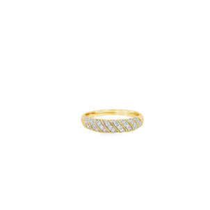 14KY .25ct Dia Pave Diagonal Row Band Sz 7