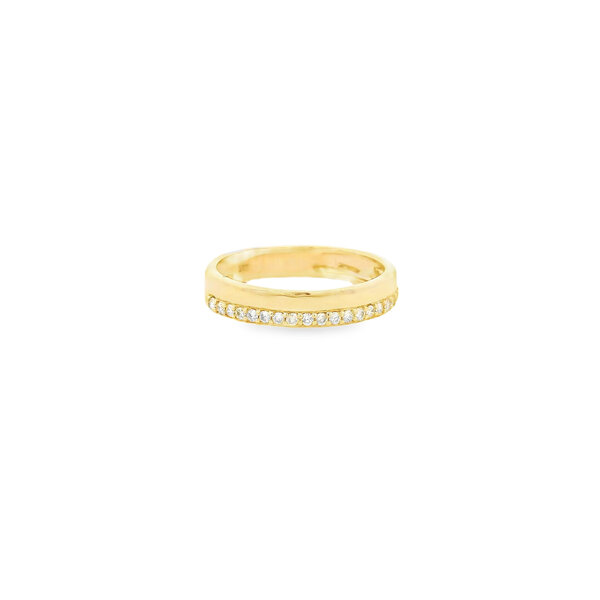 14K Yellow Gold .18ct Diamond Double Row 4mm Polished Band Size 6.5