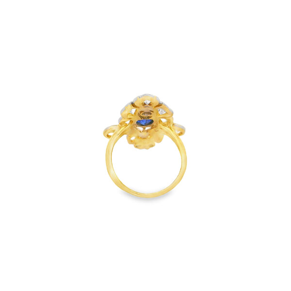 18K Yellow Gold/Platinum Edwardian 1.25ct Sapphire & 1.85ct Diamond Ring Size 7.25