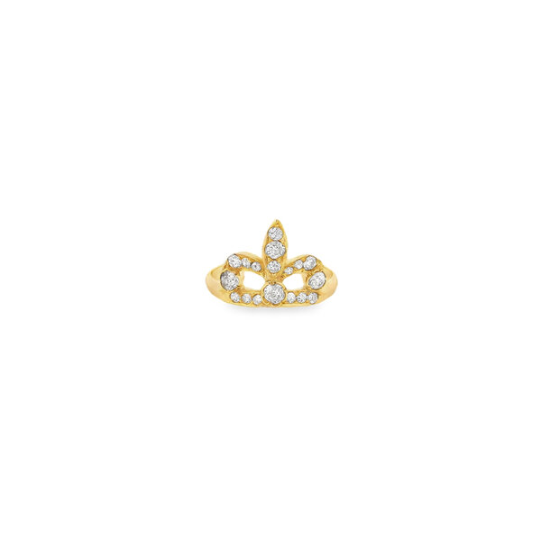 18K Yellow Gold Victorian .40ct Diamond Tiara Ring Size 5.75