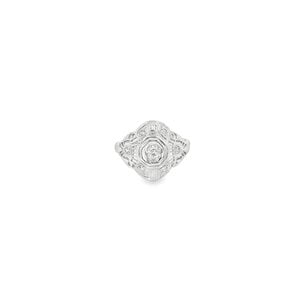 14KW 1930's .20ct Dia Art Deco Filigree Ring Sz 6.25
