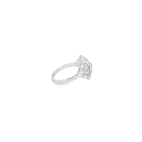 14K White Gold 1930's .20ct Diamond Art Deco Filigree Ring Size 6.25