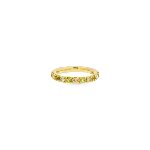 10K Yellow Gold .40ct Peridot & .40ct Diamond Band Size 6.5