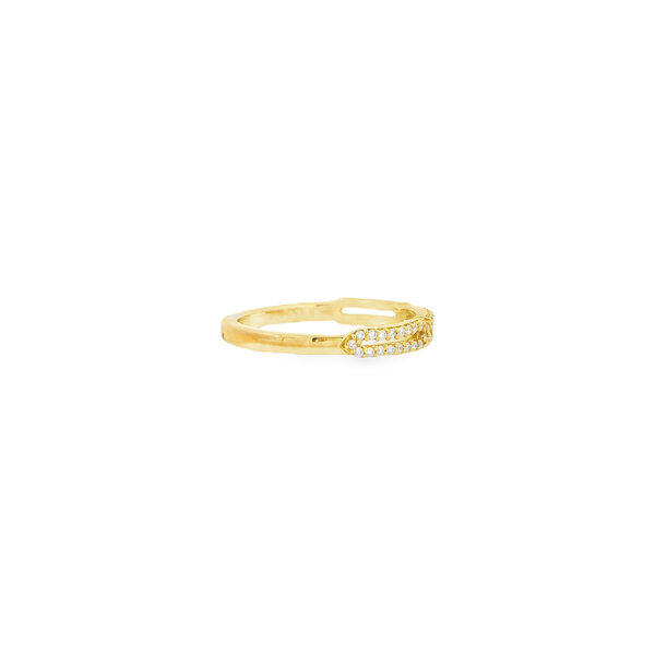 10K Yellow Gold .20ct Diamond Double Row Stackable Band Size 6.5