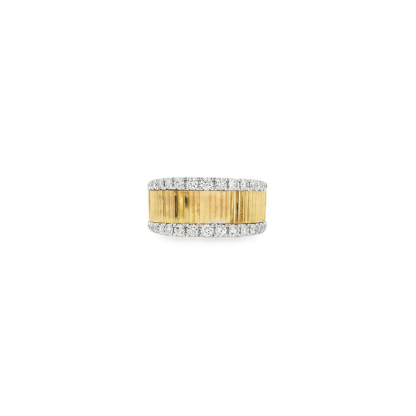 10K Yellow Gold .62ct Lab Grown Diamond Textured Double Row 9mm Band Size 7.25