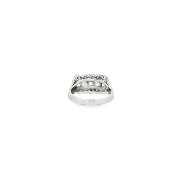 Platinum 1960's 1.51ct Asscher & Round Diamond Bar Style Ring Size 5