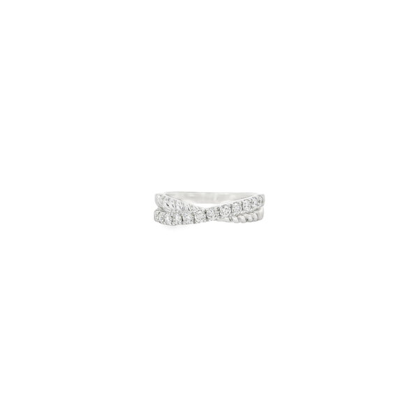 14K White Gold .50ct Lab Diamond Twisted Rope Double Row Band Size 6.75