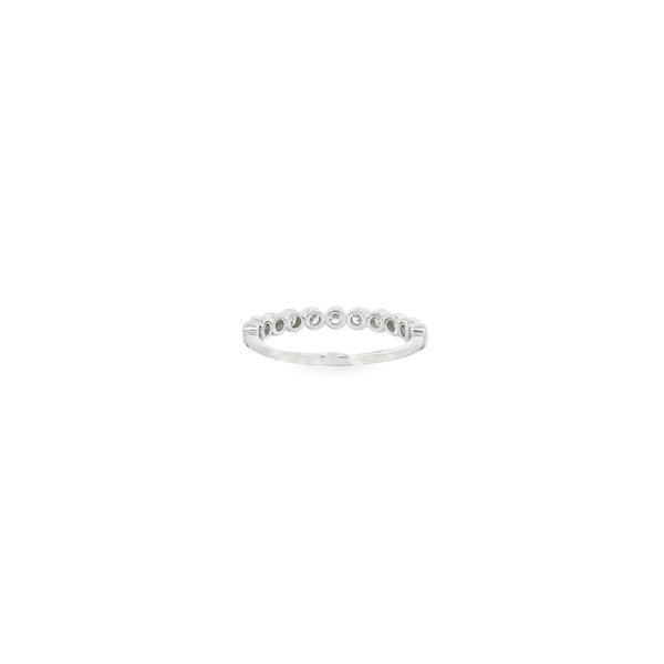 14K White Gold .38ct Diamond Milgrain Bezel Bubble Band Size 6.5