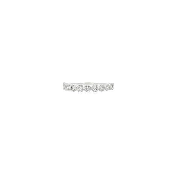 14K White Gold .38ct Diamond Milgrain Bezel Bubble Band Size 6.5