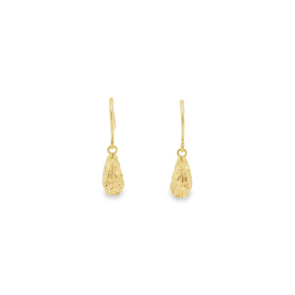 14K Yellow Gold Mini Gold Creations Original Oyster Dangle Earrings