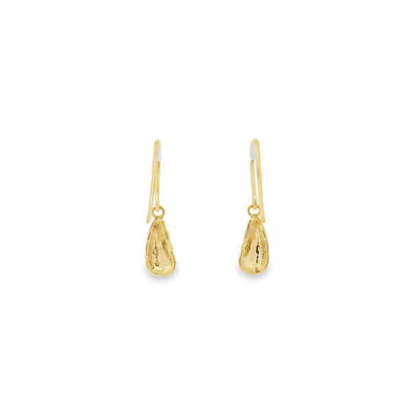 14K Yellow Gold Mini Gold Creations Original Oyster Dangle Earrings