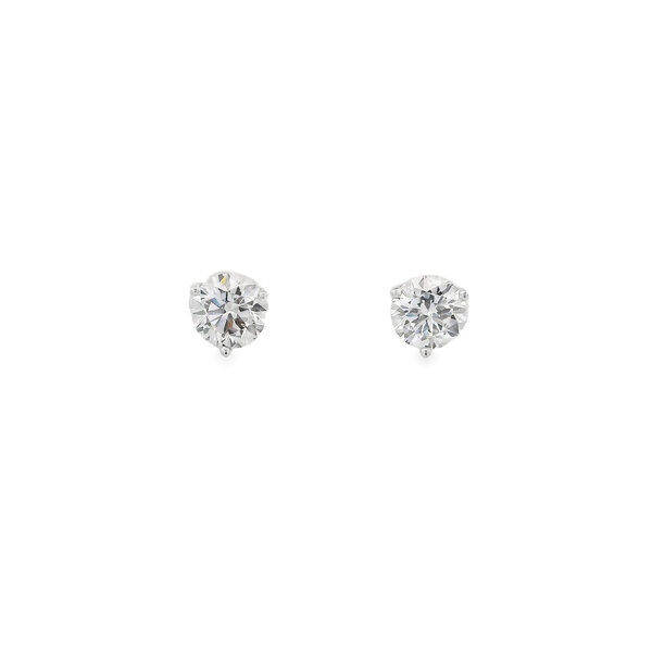 14K White Gold 2ct Round Lab Grown Diamond Martini Set Solitaire Post Earrings