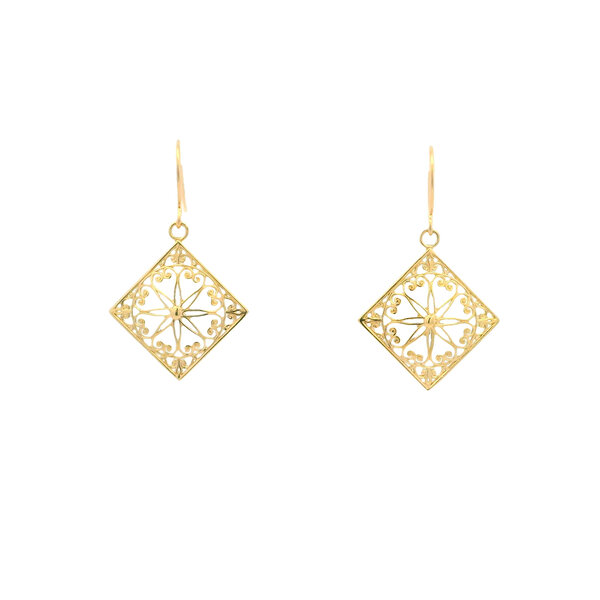 14K Yellow Gold Old Exchange Gate Earrings