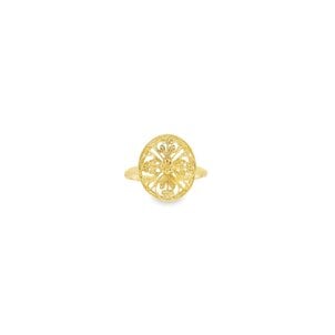 14K Yellow Gold Rainbow Row Gate Ring