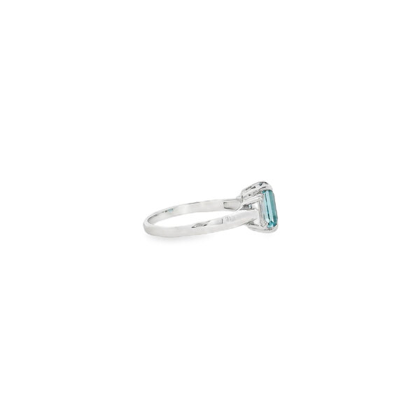 14K White Gold 2.75ct Blue Zircon .40ct Diamond 3 Stone Ring Size 6.5