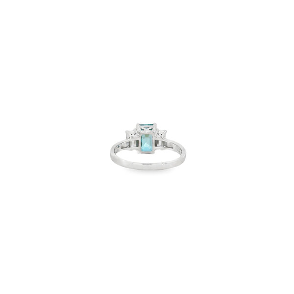 14K White Gold 2.75ct Blue Zircon .40ct Diamond 3 Stone Ring Size 6.5