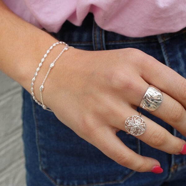 Sterling Silver Rainbow Row Gate Ring