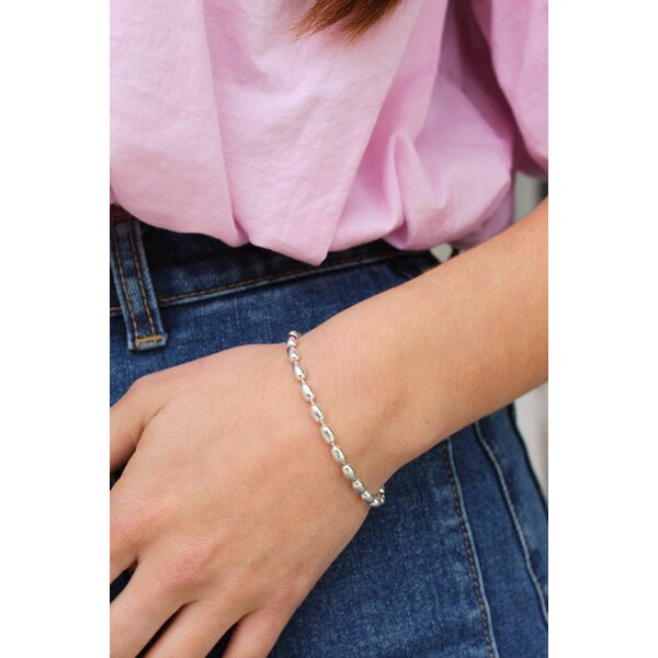 Sterling Silver Jumbo Charleston Rice Bead Bracelet