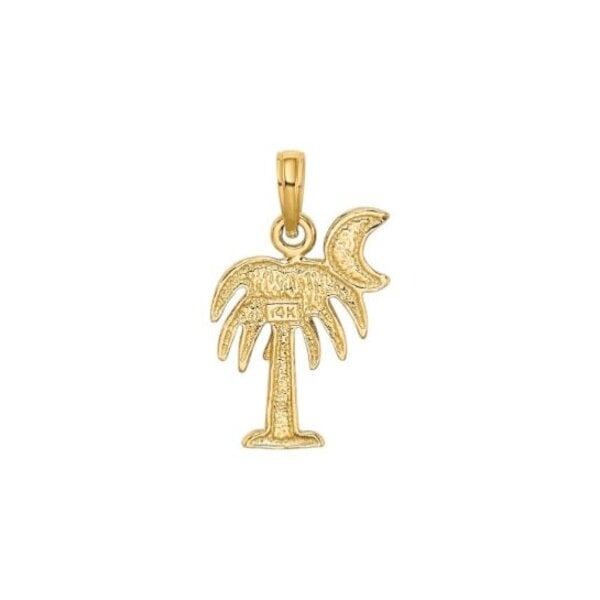 14K Yellow and White Gold 21x13mm Polished Palmetto & Moon Charm