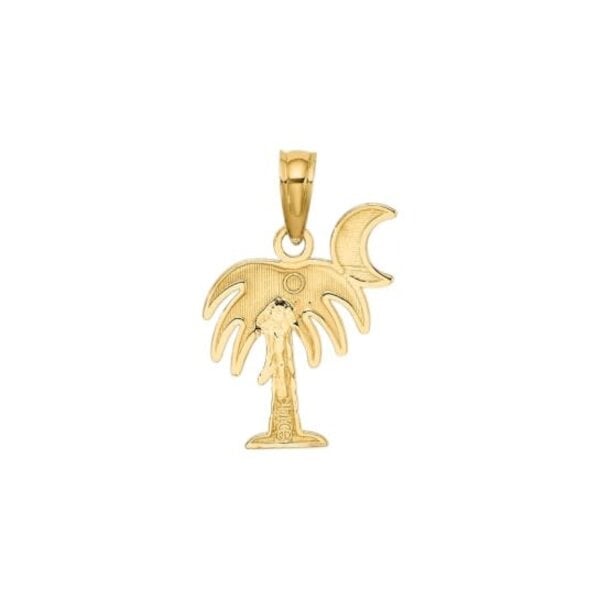 14K Yellow and White Gold 15x11mm Polished Palm & Moon Charm