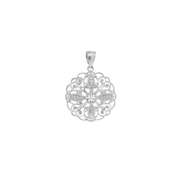 Sterling Silver Diamond Cut Secret Garden Gate Pendant