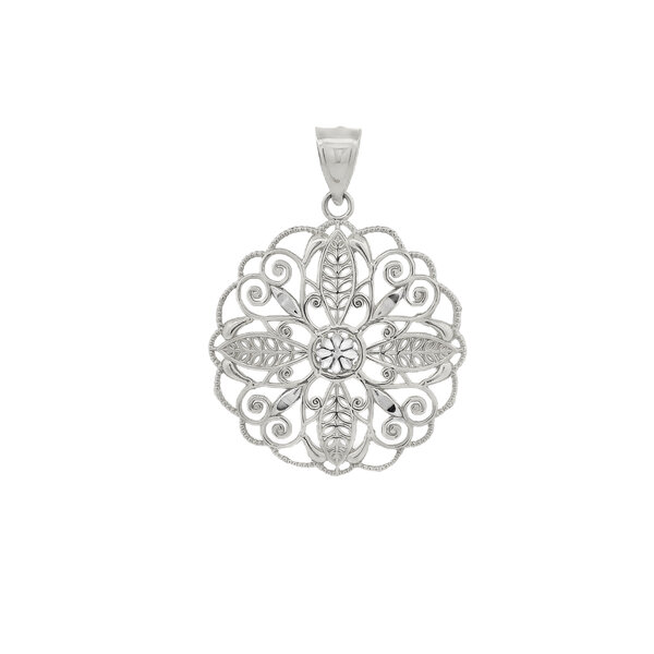 Sterling Silver Diamond Cut Secret Garden Gate Pendant