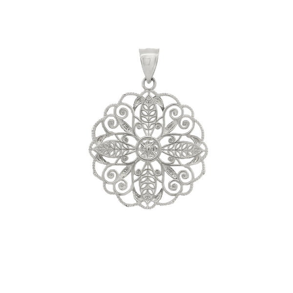 Sterling Silver Diamond Cut Secret Garden Gate Pendant