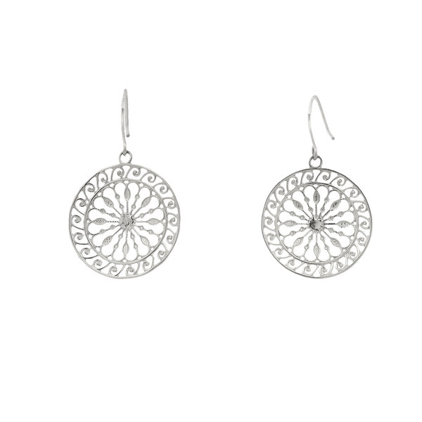 Sterling Silver Diamond Cut City Hall Gate Earrings