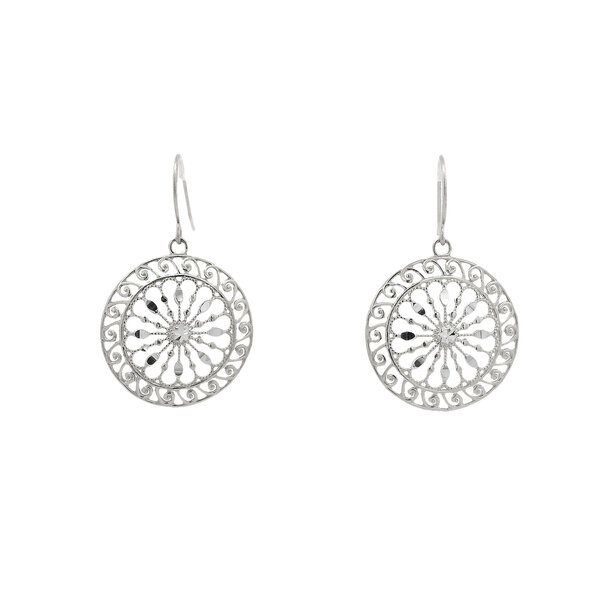 Sterling Silver Diamond Cut City Hall Gate Earrings