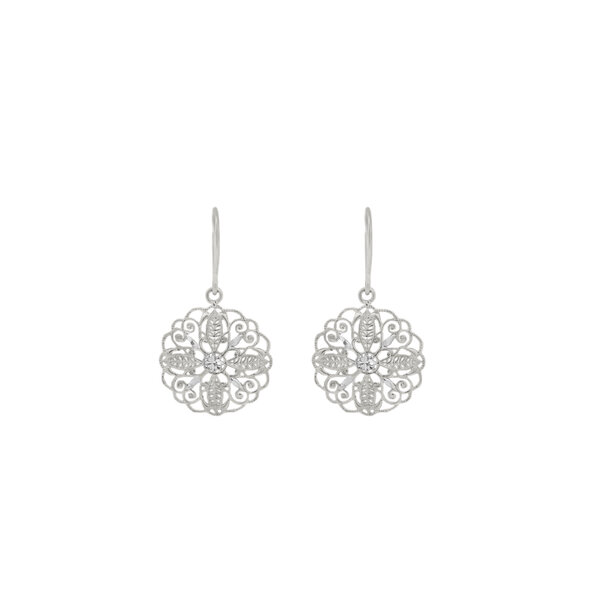 Sterling Silver Diamond Cut  Secret Garden Gate Earrings