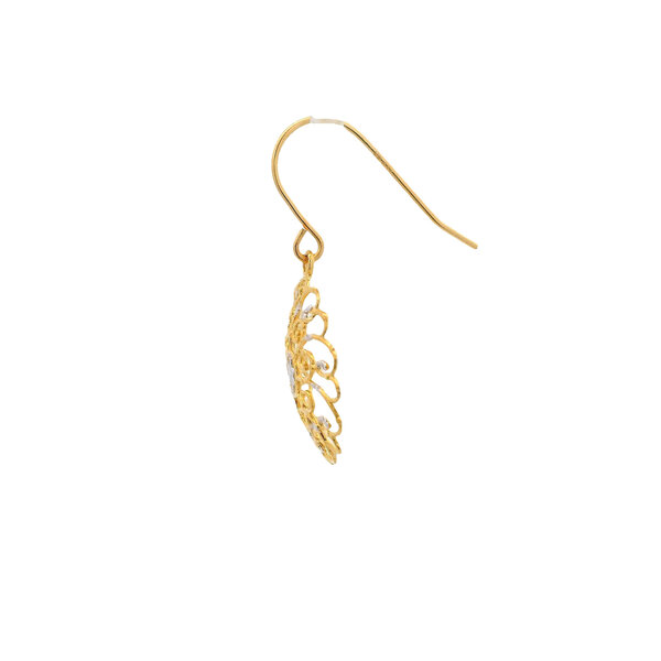 14K Yellow & White Gold Diamond Cut Francis Baker House Gate Earrings