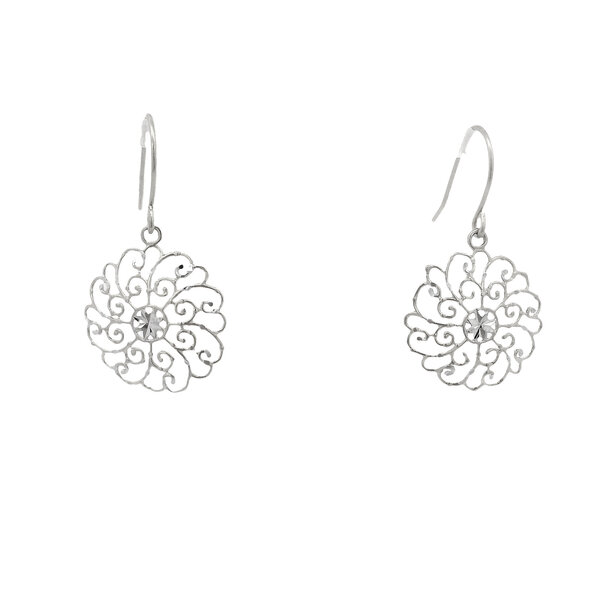 Sterling Silver Diamond Cut Francis Baker House Gate Earrings