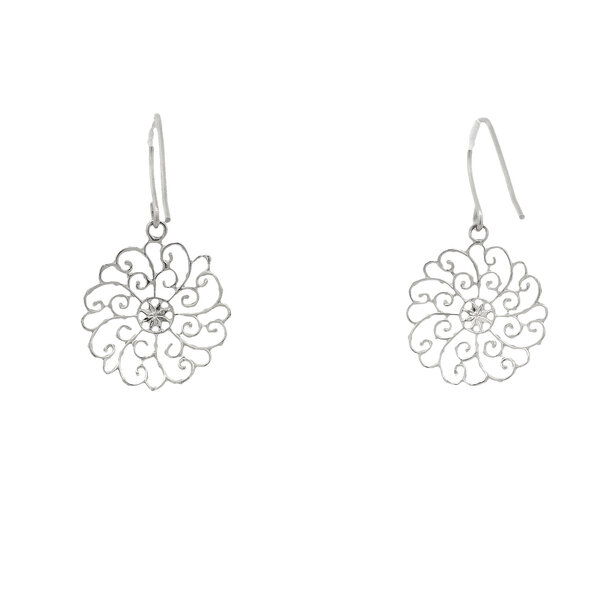 Sterling Silver Diamond Cut Francis Baker House Gate Earrings